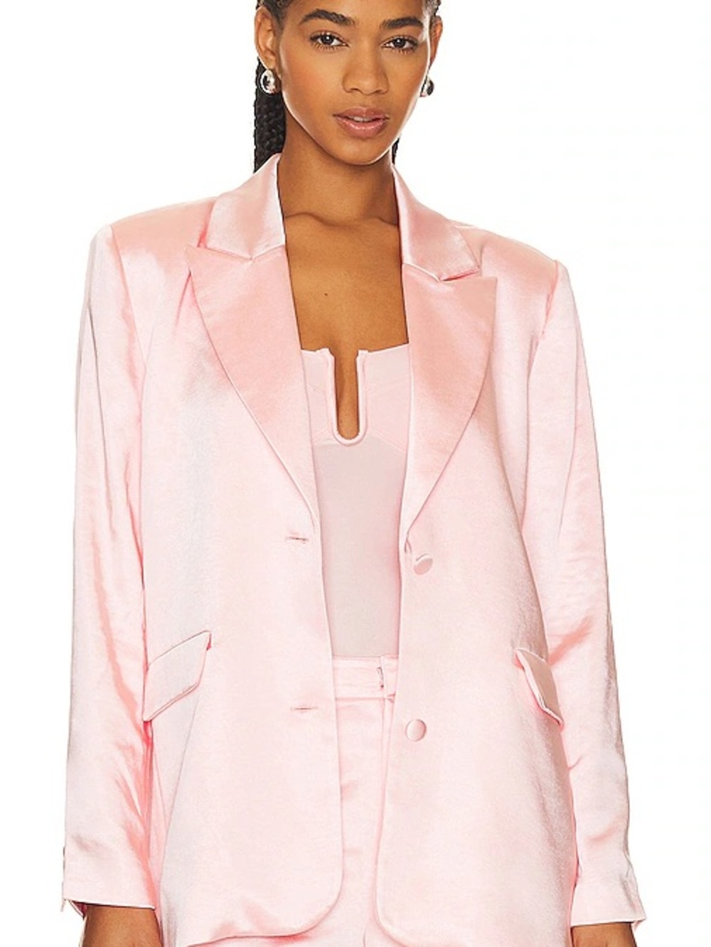 Good American Bubblegum Pink Satin Blazer Women Size 5 / US 2X - Picture 2 of 8